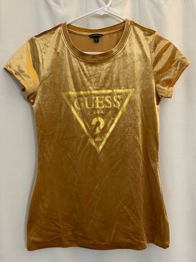 GUESS Gold Velvet Logo Tee